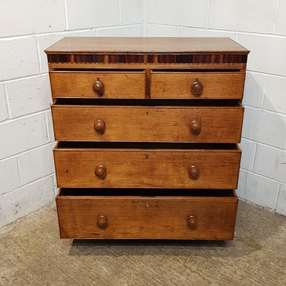 ANTIQUE VICTORIAN OAK & MAHOGANY CHEST OF DRAWERS C1880 View III