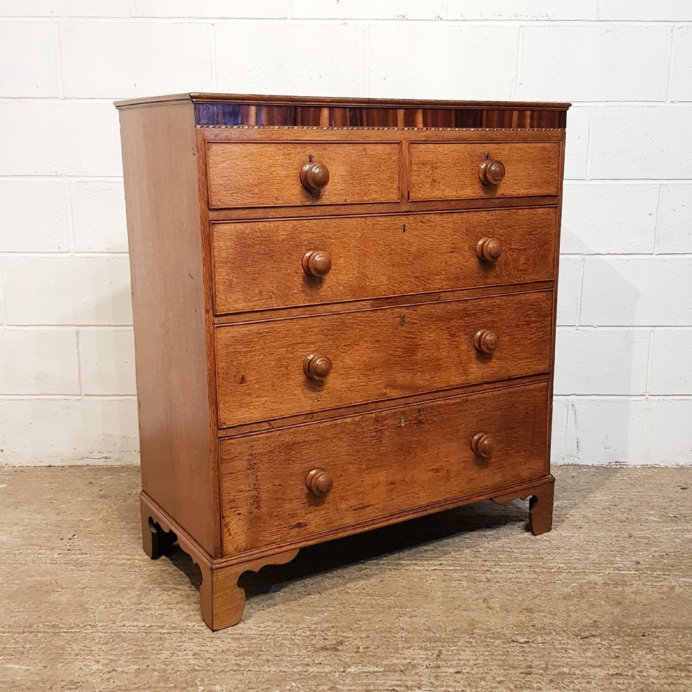 ANTIQUE VICTORIAN OAK & MAHOGANY CHEST OF DRAWERS C1880 View IV