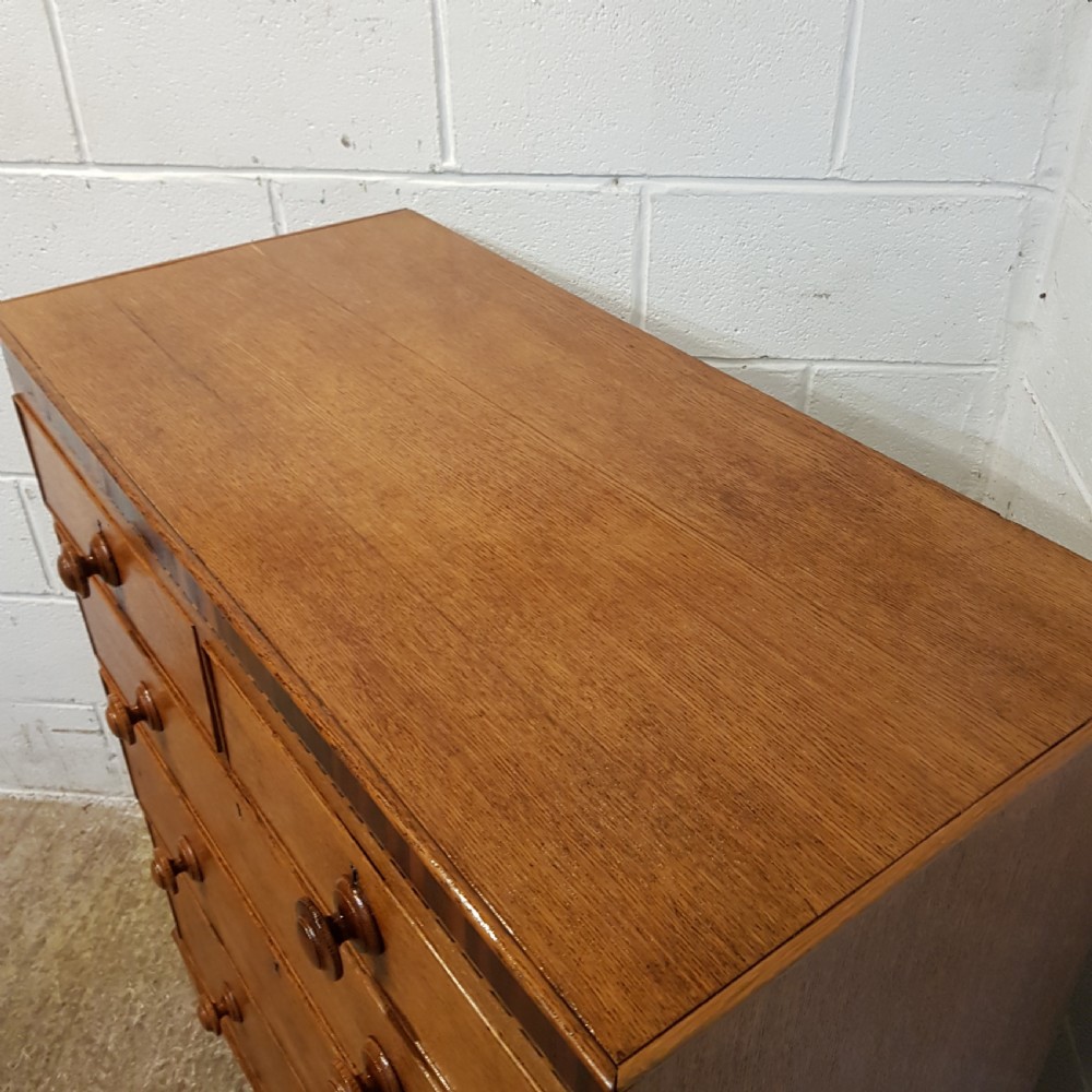 ANTIQUE VICTORIAN OAK & MAHOGANY CHEST OF DRAWERS C1880 View V