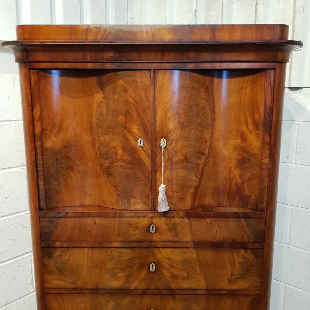 ANTIQUE BIEDERMEIER  MAHOGANY CABINET ON CHEST OF DRAWERS C1840 View III