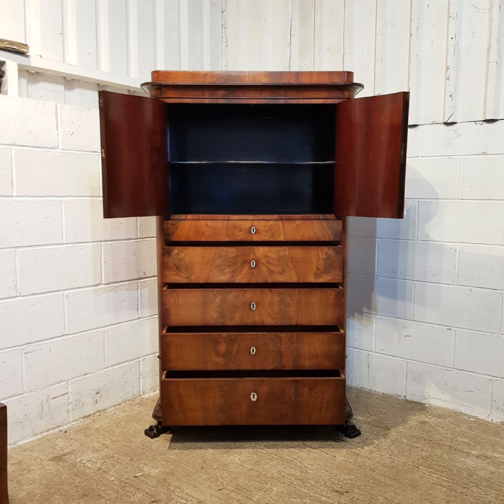 ANTIQUE BIEDERMEIER  MAHOGANY CABINET ON CHEST OF DRAWERS C1840 View VI