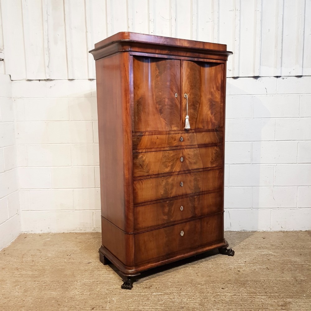 ANTIQUE BIEDERMEIER  MAHOGANY CABINET ON CHEST OF DRAWERS C1840 View VII