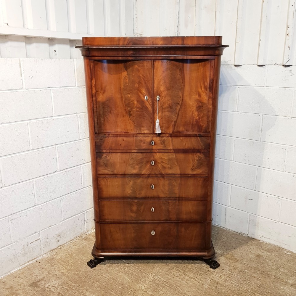 ANTIQUE BIEDERMEIER  MAHOGANY CABINET ON CHEST OF DRAWERS C1840 View VIII