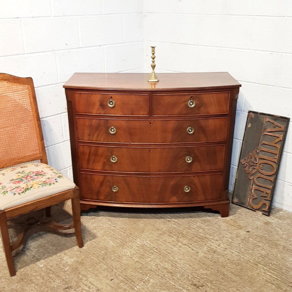 ANTIQUE VICTORIAN MAHOGANY BOW FRONT CHEST OF DRAWERS C1880 View IV
