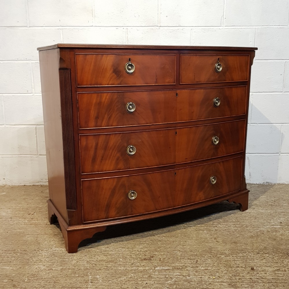 ANTIQUE VICTORIAN MAHOGANY BOW FRONT CHEST OF DRAWERS C1880 View V