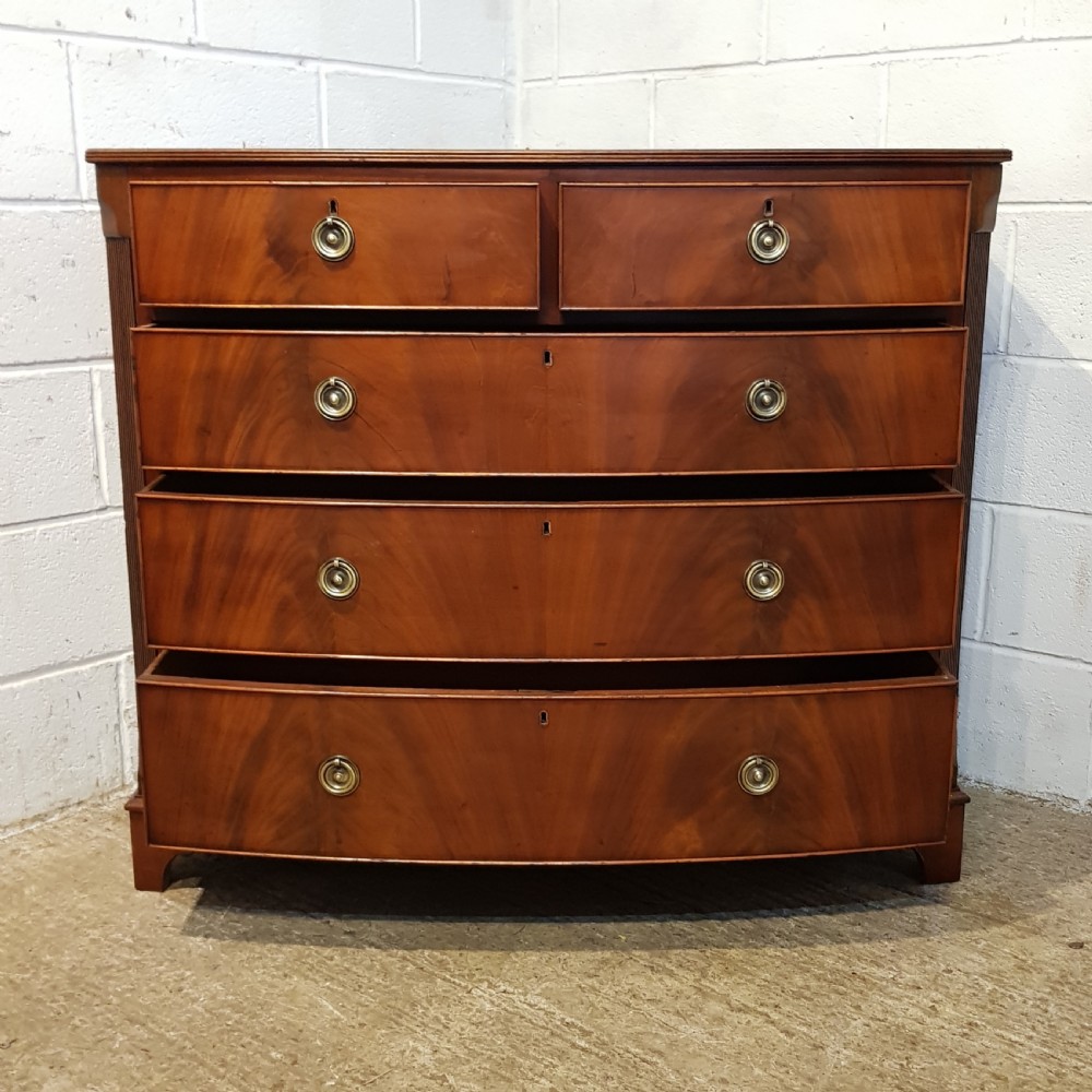 ANTIQUE VICTORIAN MAHOGANY BOW FRONT CHEST OF DRAWERS C1880 View VI
