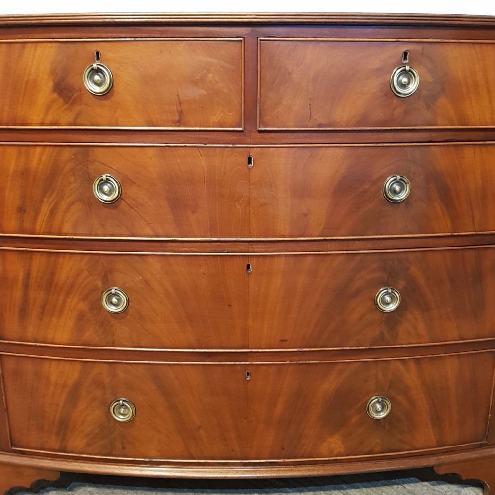 ANTIQUE VICTORIAN MAHOGANY BOW FRONT CHEST OF DRAWERS C1880 View VII