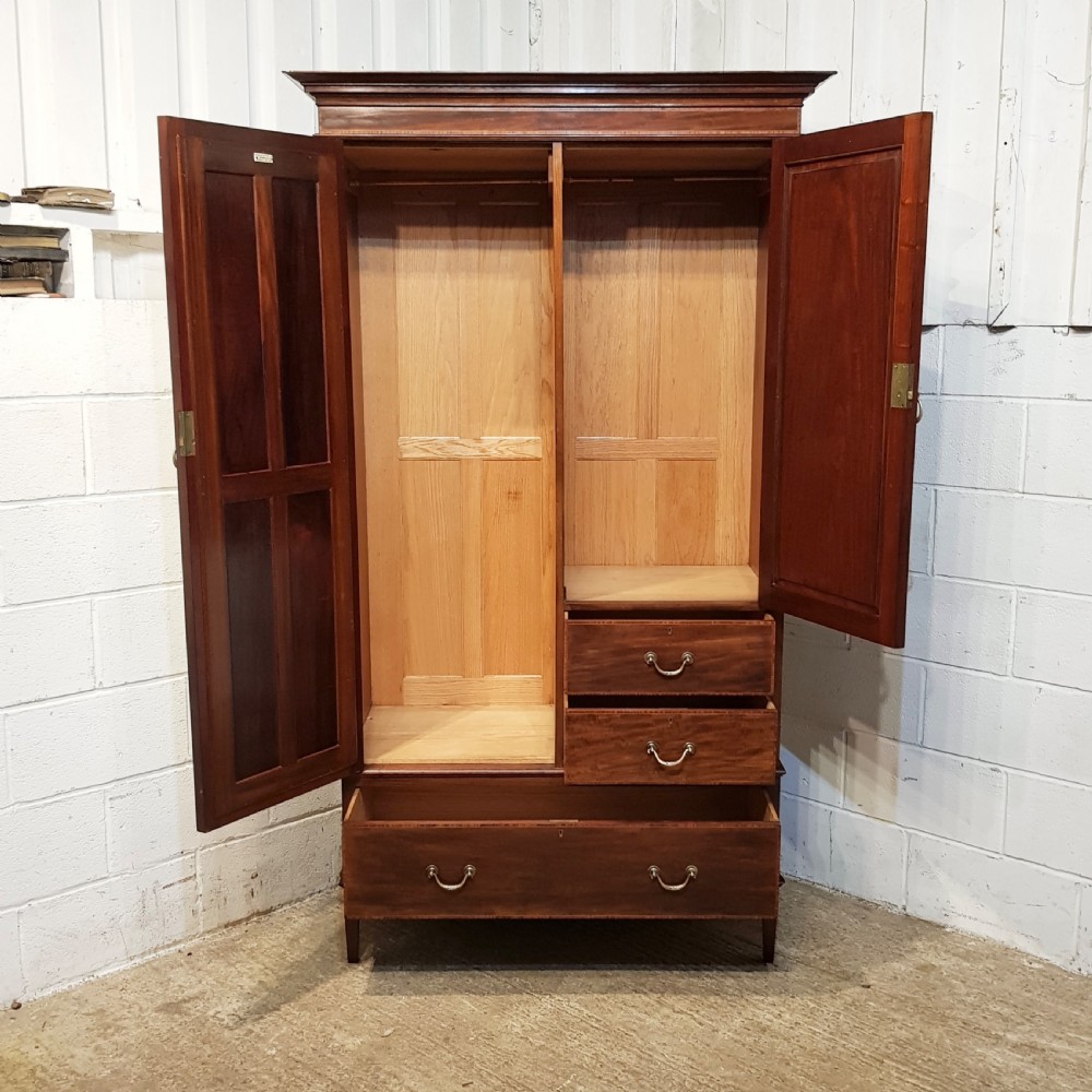 ANTIQUE EDWARDIAN MAHOGANY INLAID COMBINATION WARDROBE c1900 View VI