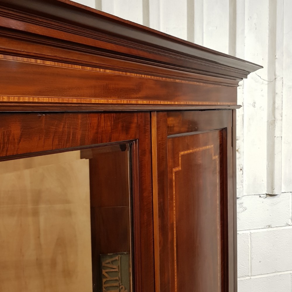 ANTIQUE EDWARDIAN MAHOGANY INLAID COMBINATION WARDROBE c1900 View VII