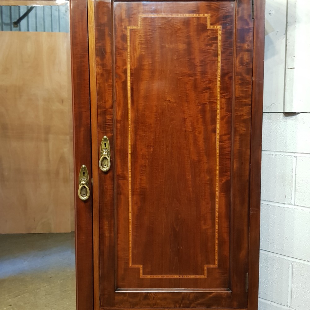 ANTIQUE EDWARDIAN MAHOGANY INLAID COMBINATION WARDROBE c1900 View VIII