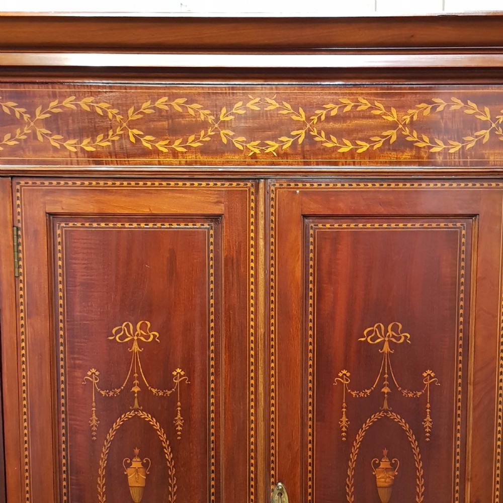 ANTIQUE EDWARDIAN INLAID MAHOGANY TRIPLE WARDROBE COMPACTUM C190 View IV