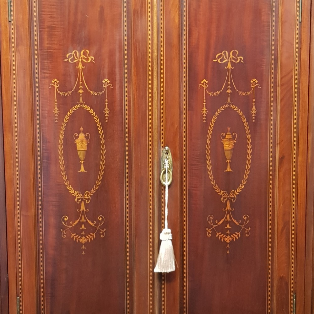 ANTIQUE EDWARDIAN INLAID MAHOGANY TRIPLE WARDROBE COMPACTUM C190 View VII