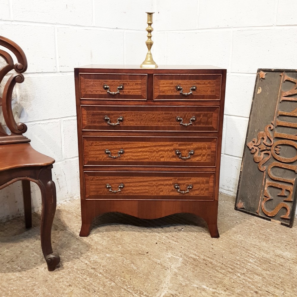 ANTIQUE MAHOGANY SWARF CHEST OF DRAWERS C1920