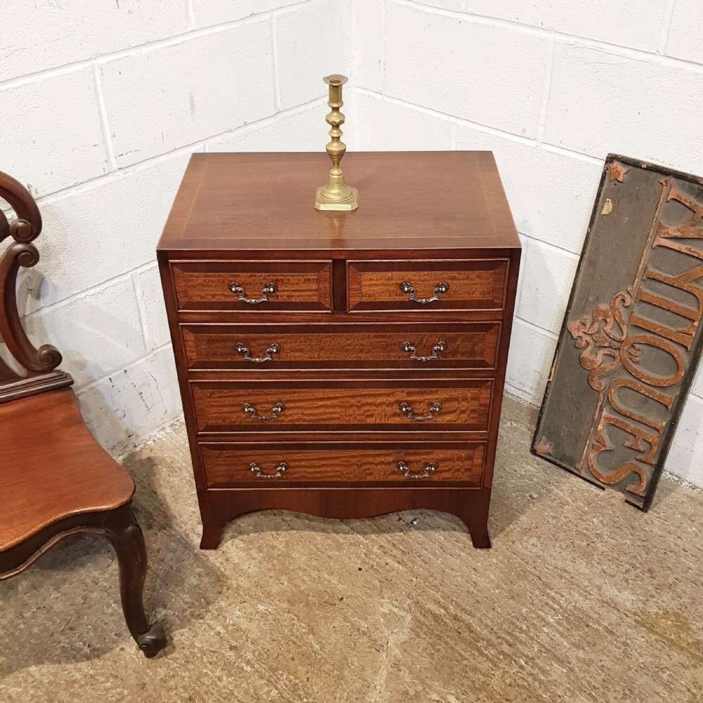 ANTIQUE MAHOGANY SWARF CHEST OF DRAWERS C1920 View IV