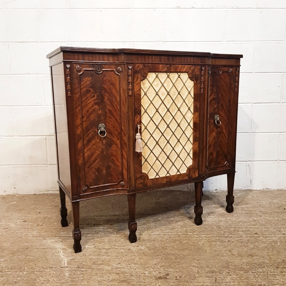 ANTIQUE MAHOGANY  CREDENZA SIDE CABINET C1920 View V