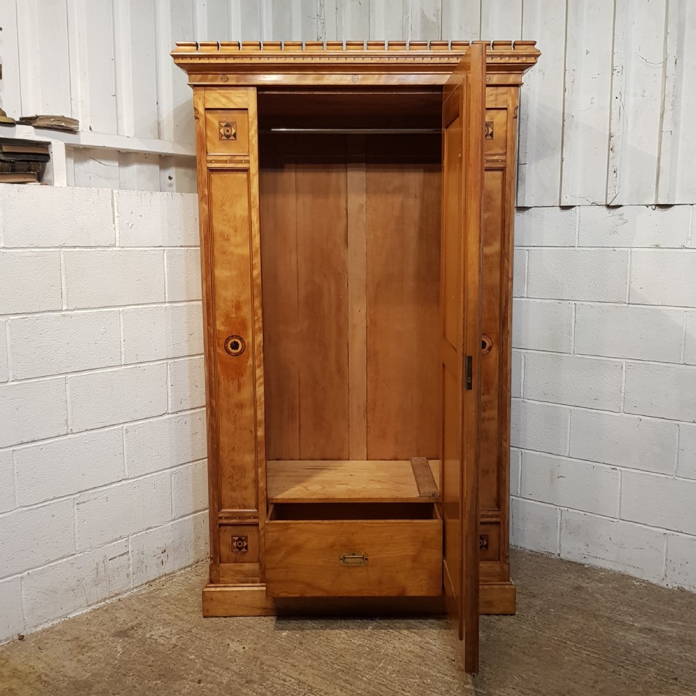 ANTIQUE AESTHETIC SATINWOOD INLAID WARDROBE C1890 View II