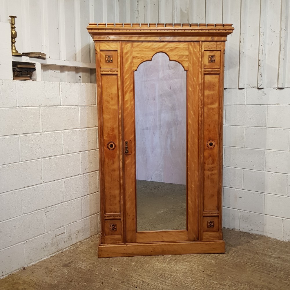 ANTIQUE AESTHETIC SATINWOOD INLAID WARDROBE C1890 View VI