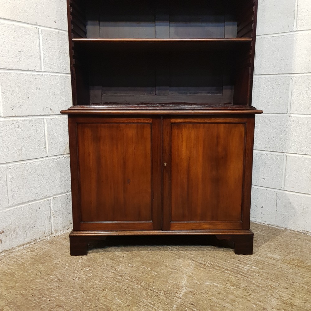 ANTIQUE 18TH  CENTURY MAHOGANY OPEN BOOKCASE ON CUPBOARD C1780 View VI