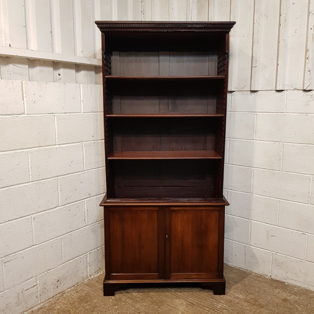 ANTIQUE 18TH  CENTURY MAHOGANY OPEN BOOKCASE ON CUPBOARD C1780 View VIII