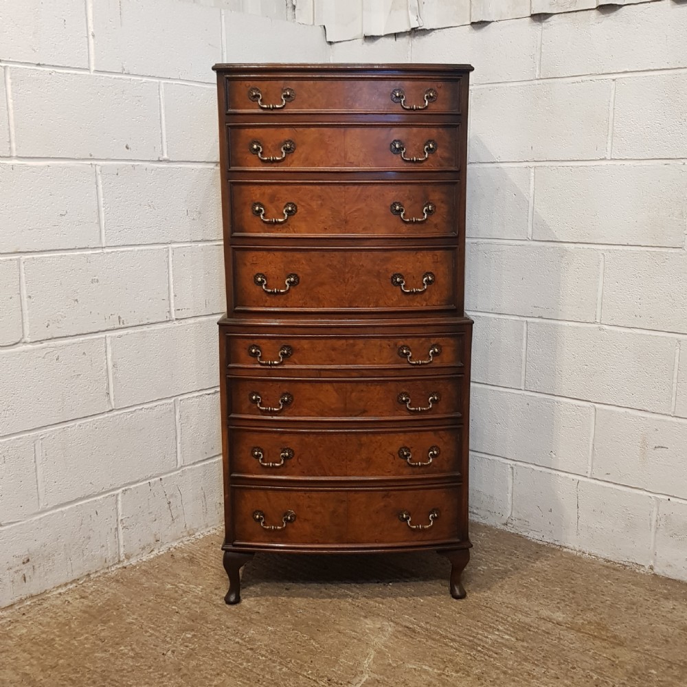 ANTIQUE BURR WALNUT CHEST ON CHEST C1920 View III
