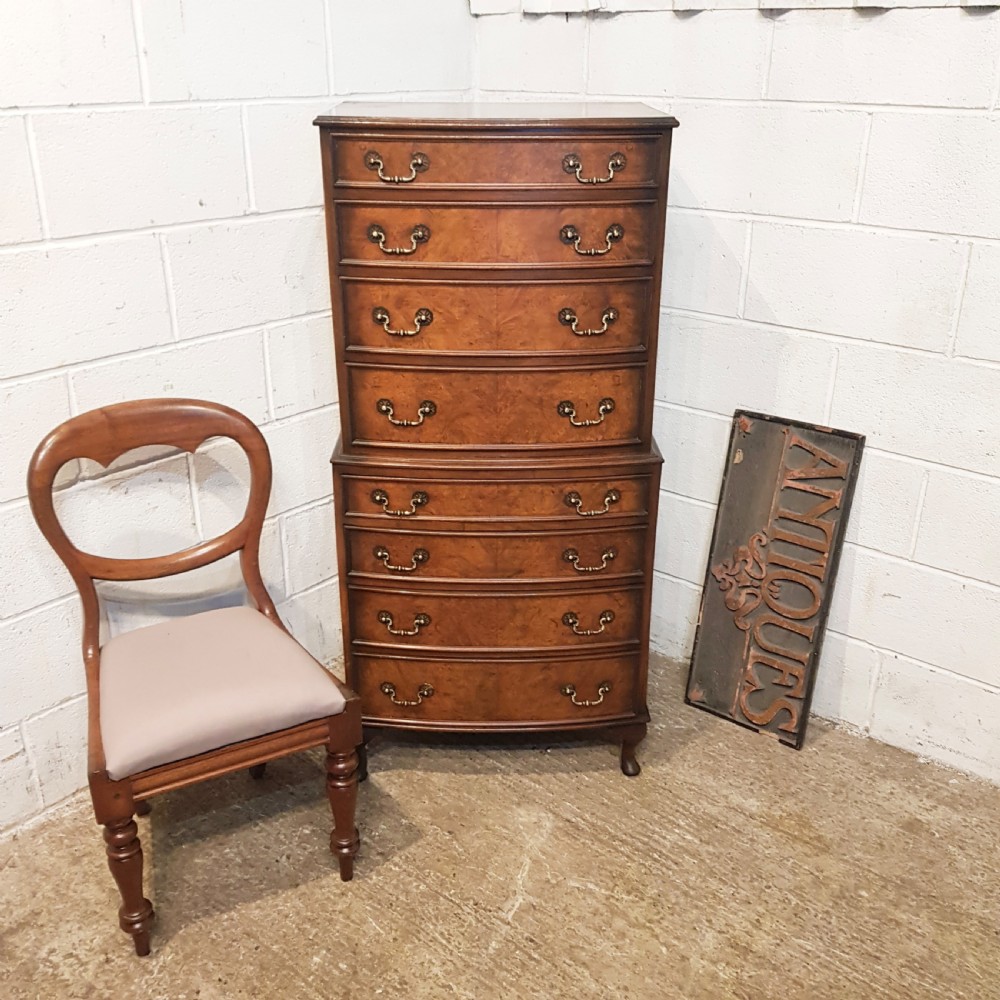ANTIQUE BURR WALNUT CHEST ON CHEST C1920 View V