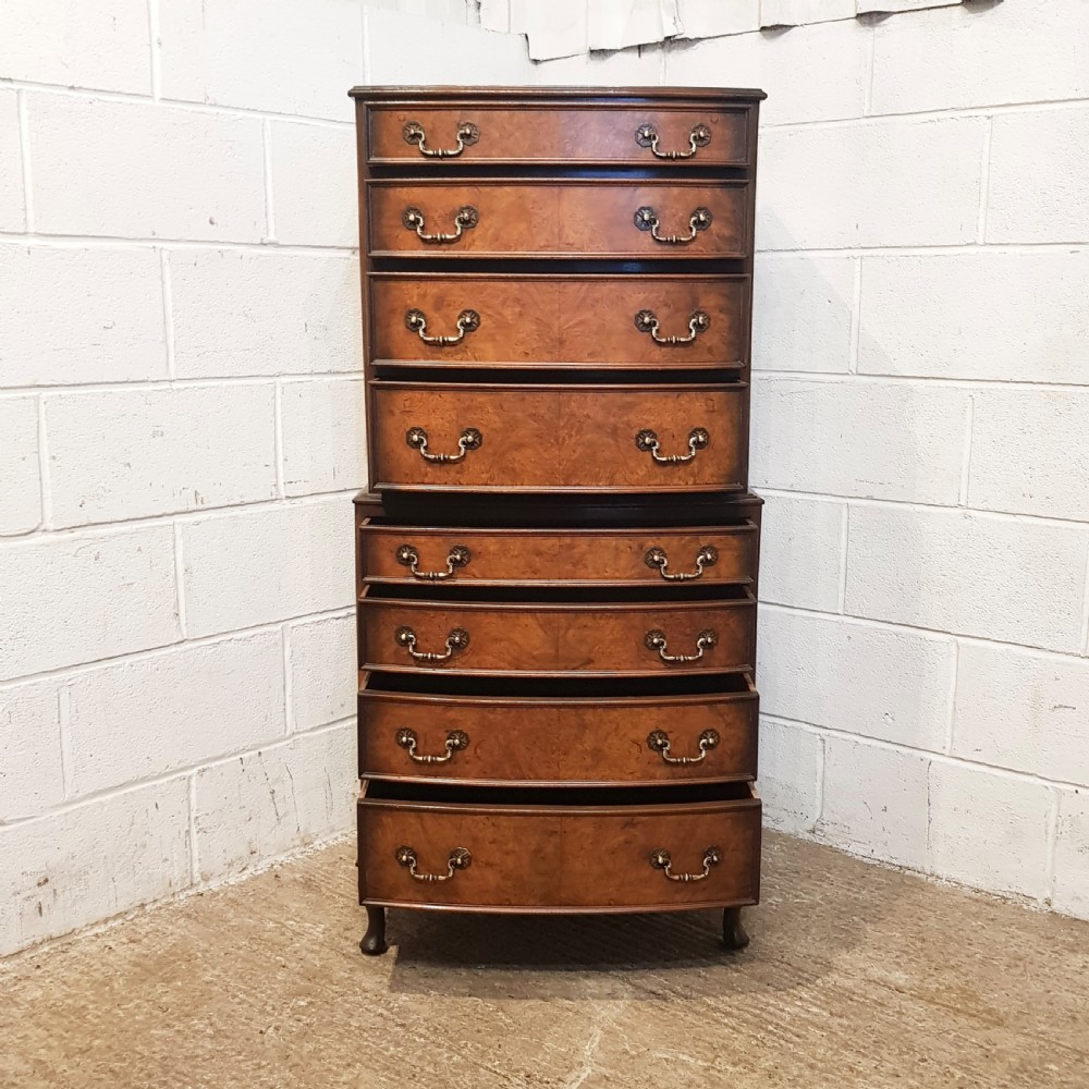 ANTIQUE BURR WALNUT CHEST ON CHEST C1920 View VI