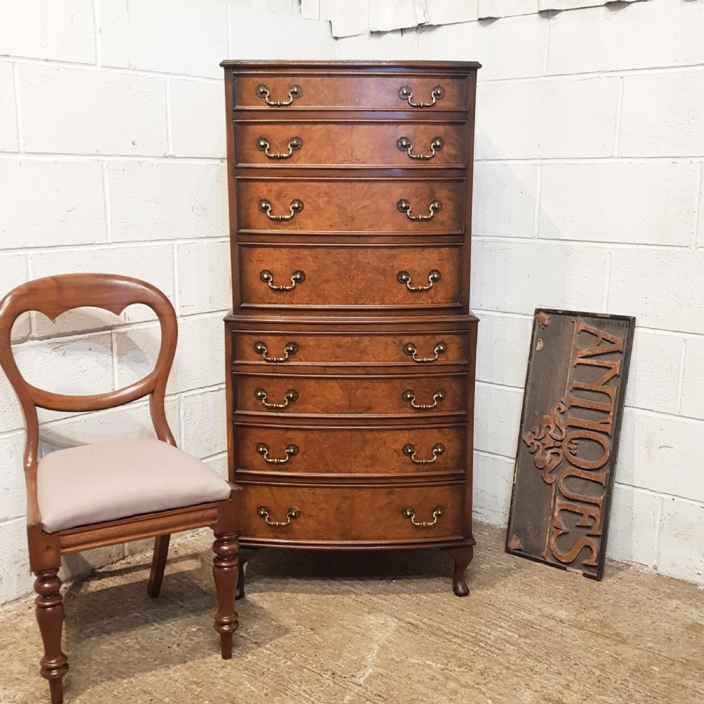 ANTIQUE BURR WALNUT CHEST ON CHEST C1920 View VII