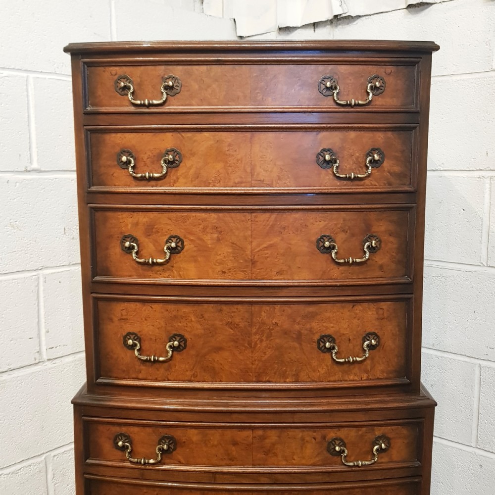 ANTIQUE BURR WALNUT CHEST ON CHEST C1920 View VIII