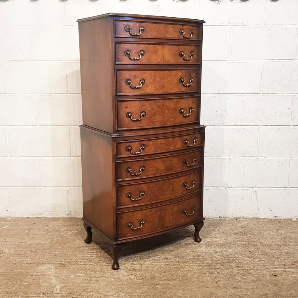 ANTIQUE BURR WALNUT CHEST ON CHEST C1920 View X