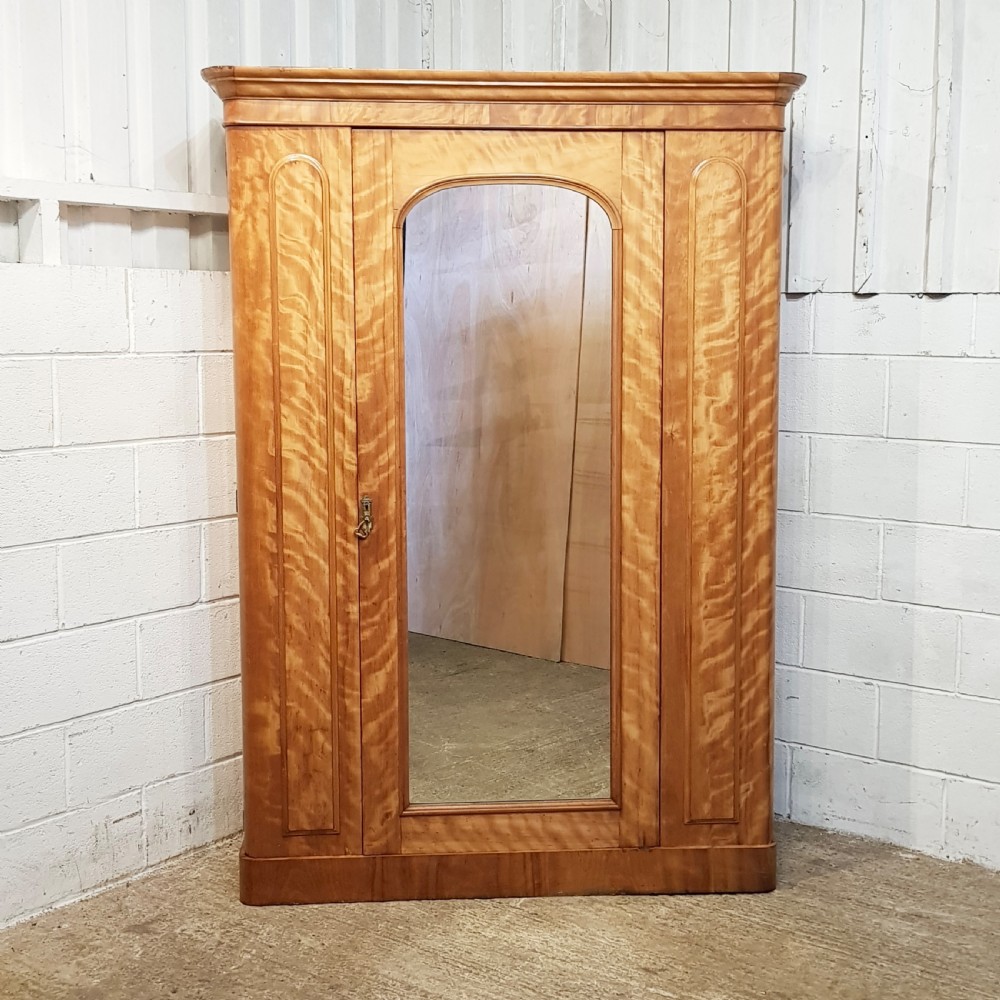 ANTIQUE VICTORIAN SATINWOOD DOUBLE WARDROBE C1880 View V