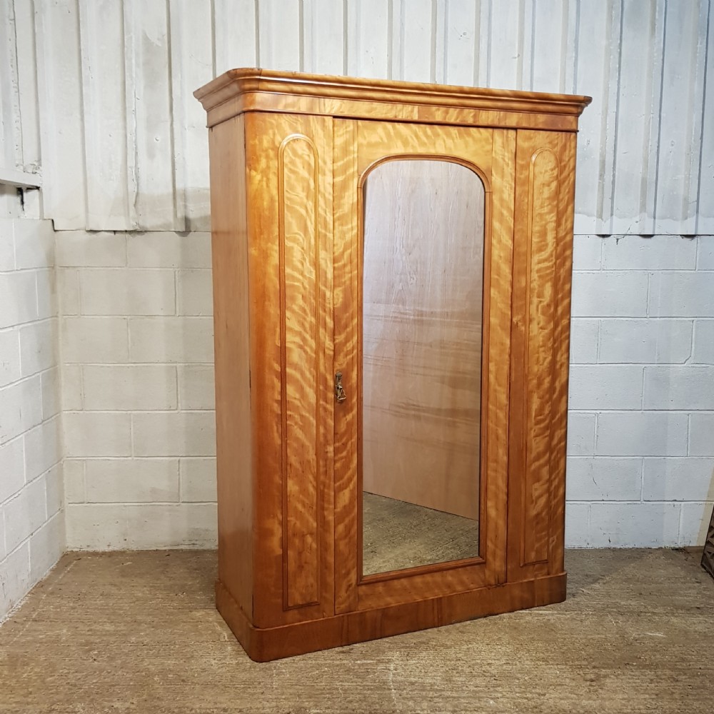 ANTIQUE VICTORIAN SATINWOOD DOUBLE WARDROBE C1880 View VIII