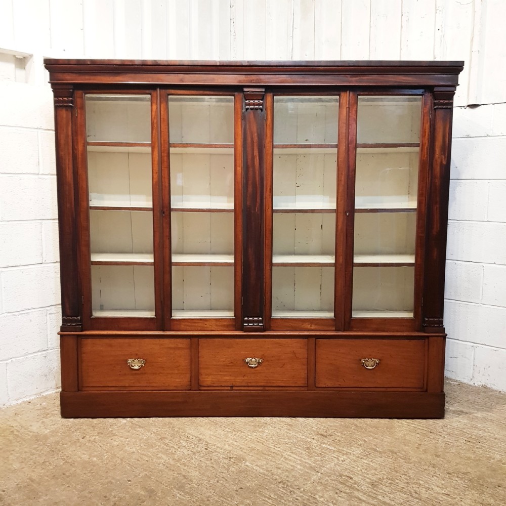 ANTIQUE LARGE VICTORIAN MAHOGANY GLAZED BOOKCASE C1880 View III