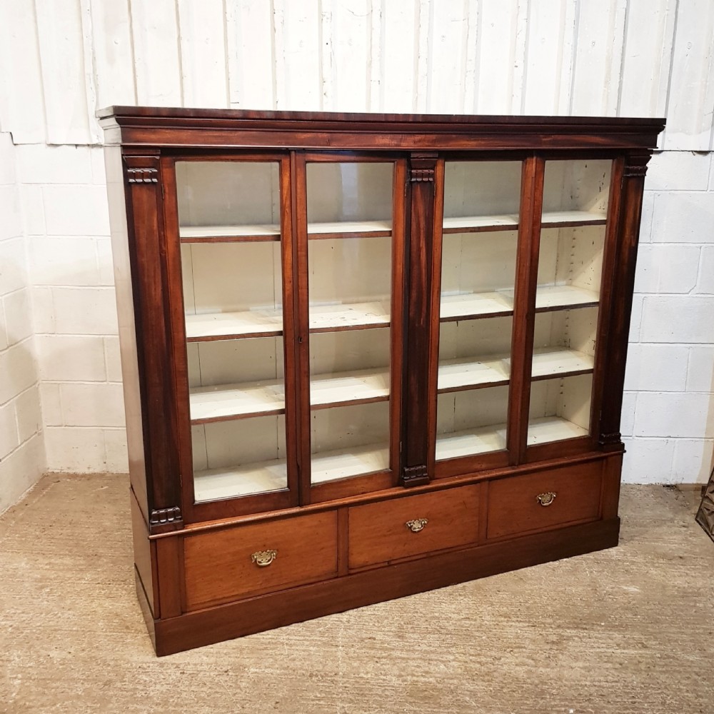 ANTIQUE LARGE VICTORIAN MAHOGANY GLAZED BOOKCASE C1880 View IV