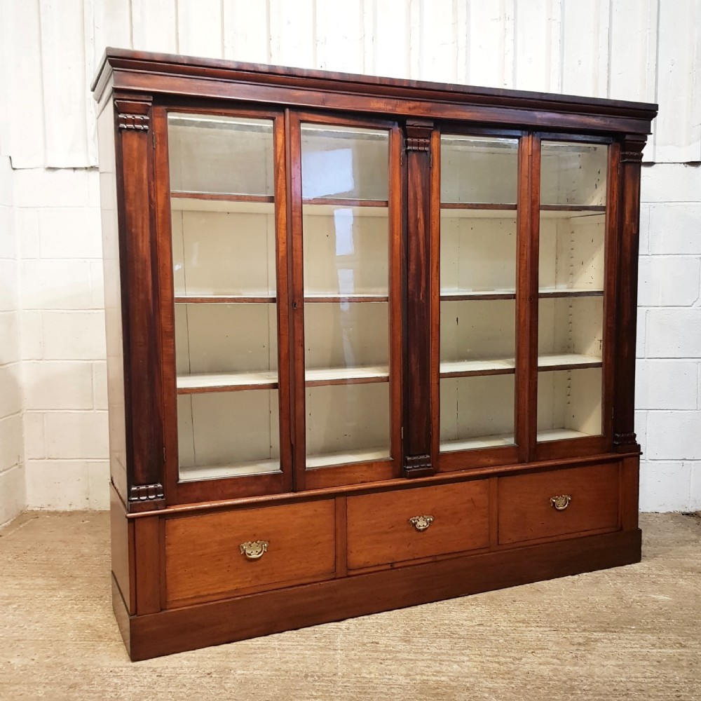 ANTIQUE LARGE VICTORIAN MAHOGANY GLAZED BOOKCASE C1880 View V