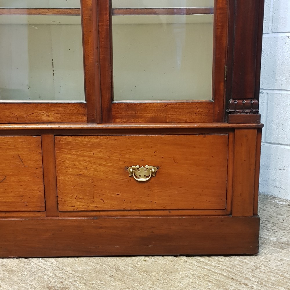 ANTIQUE LARGE VICTORIAN MAHOGANY GLAZED BOOKCASE C1880 View VIII