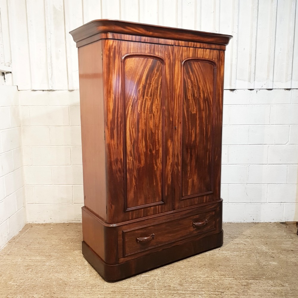 ANTIQUE VICTORIAN MAHOGANY DOUBLE WARDROBE C1880 View V