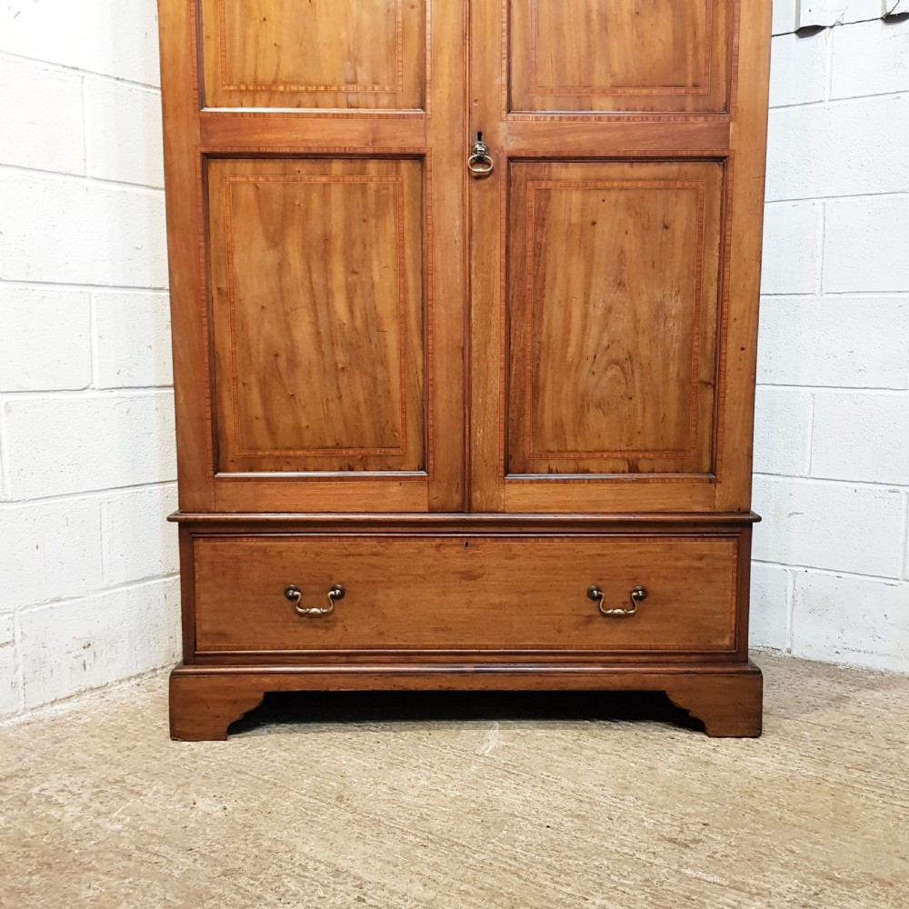 ANTIQUE EDWARDIAN REGENCY  INLAID MAHOGANY DOUBLE WARDROBE C1900 View IV