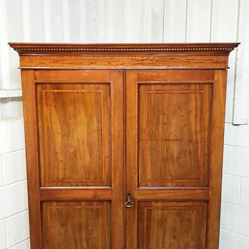 ANTIQUE EDWARDIAN REGENCY  INLAID MAHOGANY DOUBLE WARDROBE C1900 View VII