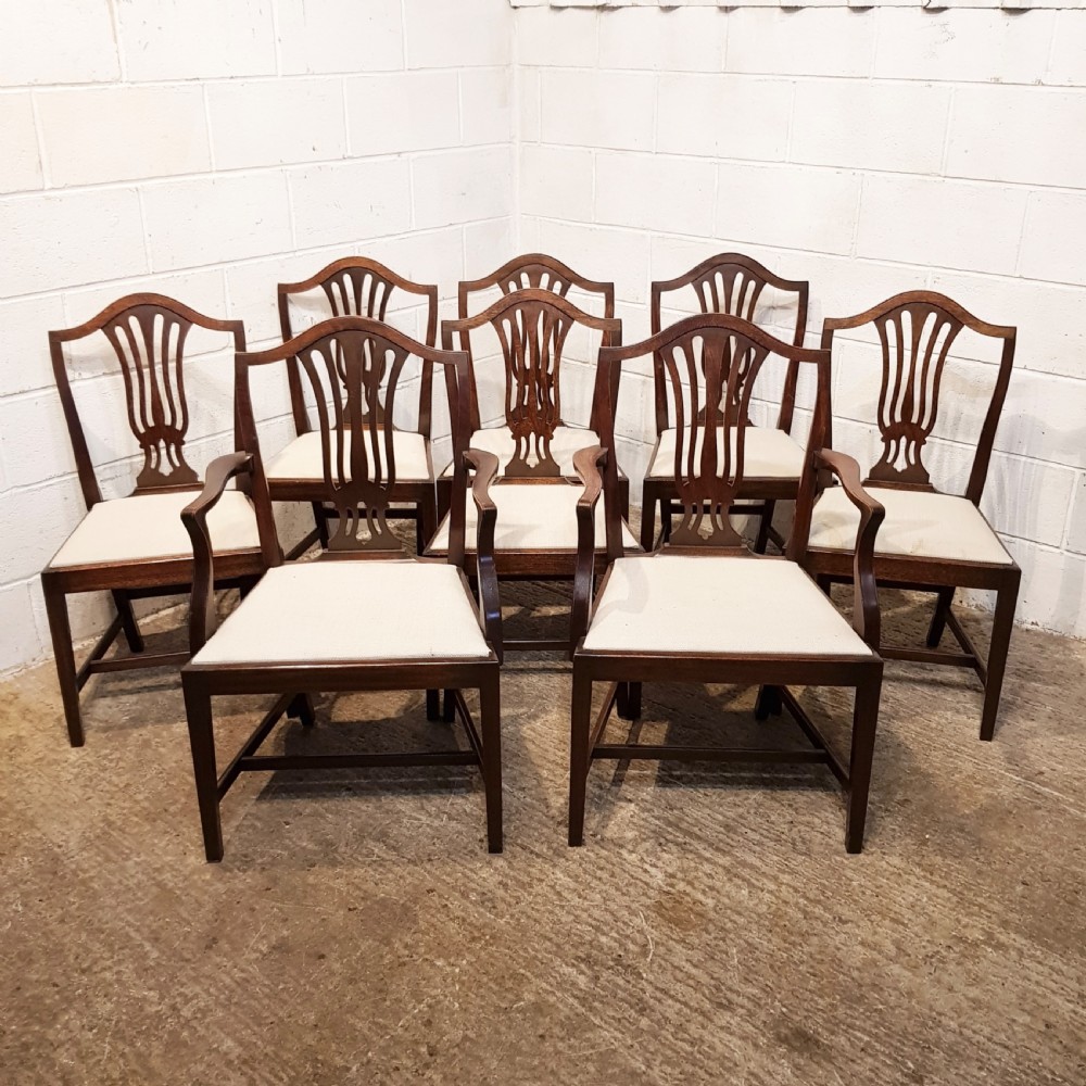 ANTIQUE 18TH CENTURY SET EIGHT MAHOGANY DINING CHAIRS C1780.