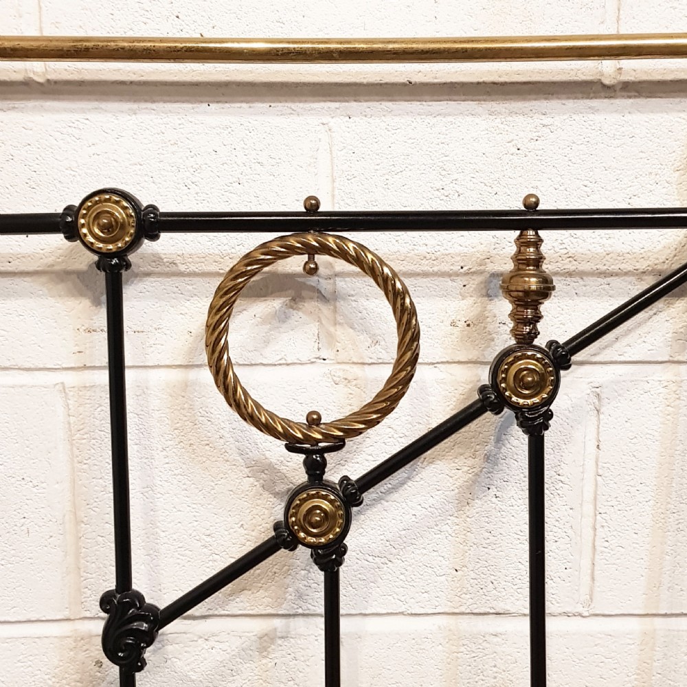 ANTIQUE VICTORIAN BRASS & IRON DOUBLE BED C1880 View II