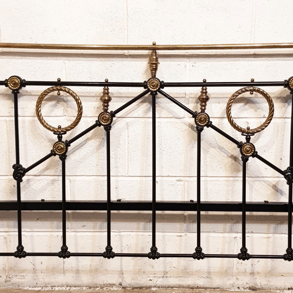 ANTIQUE VICTORIAN BRASS & IRON DOUBLE BED C1880 View III