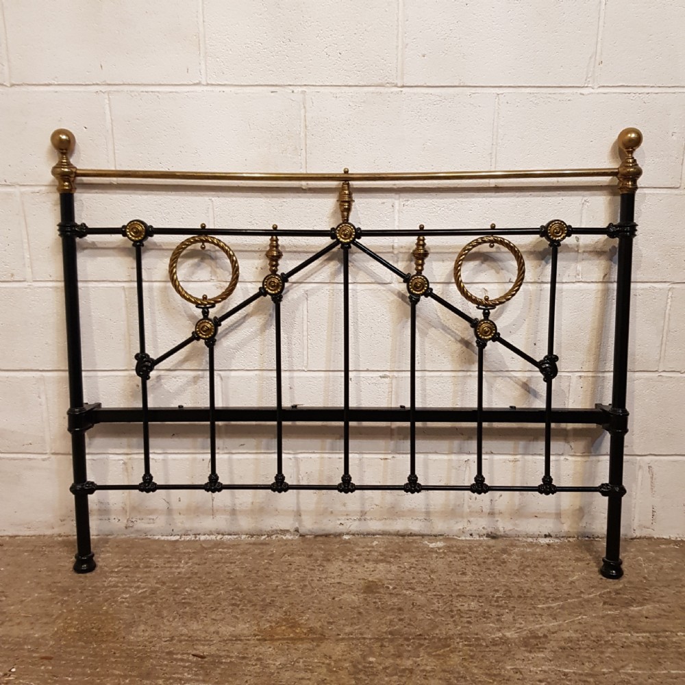 ANTIQUE VICTORIAN BRASS & IRON DOUBLE BED C1880 View IV