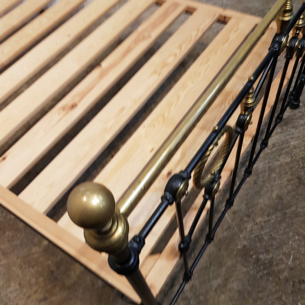 ANTIQUE VICTORIAN BRASS & IRON DOUBLE BED C1880 View VII