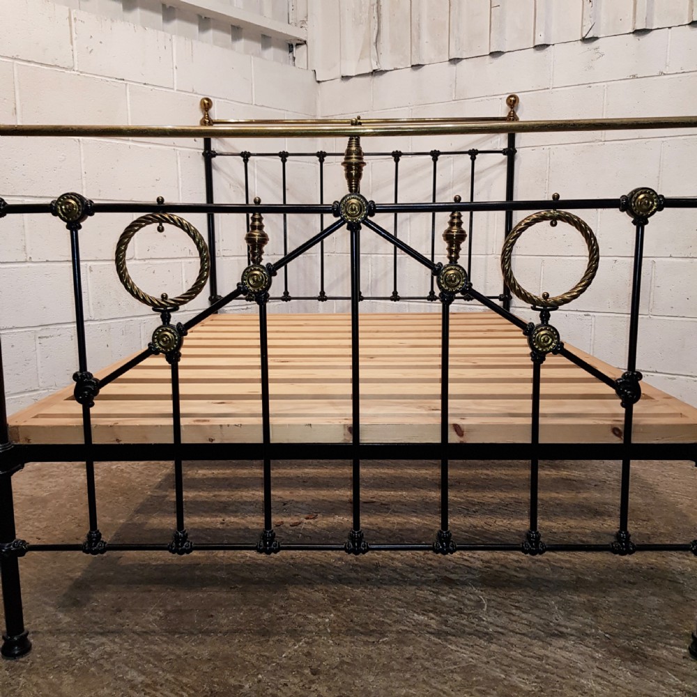 ANTIQUE VICTORIAN BRASS & IRON DOUBLE BED C1880 View VIII