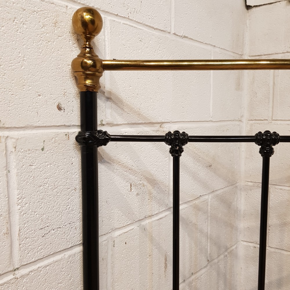 ANTIQUE VICTORIAN BRASS & IRON DOUBLE BED C1880 View X