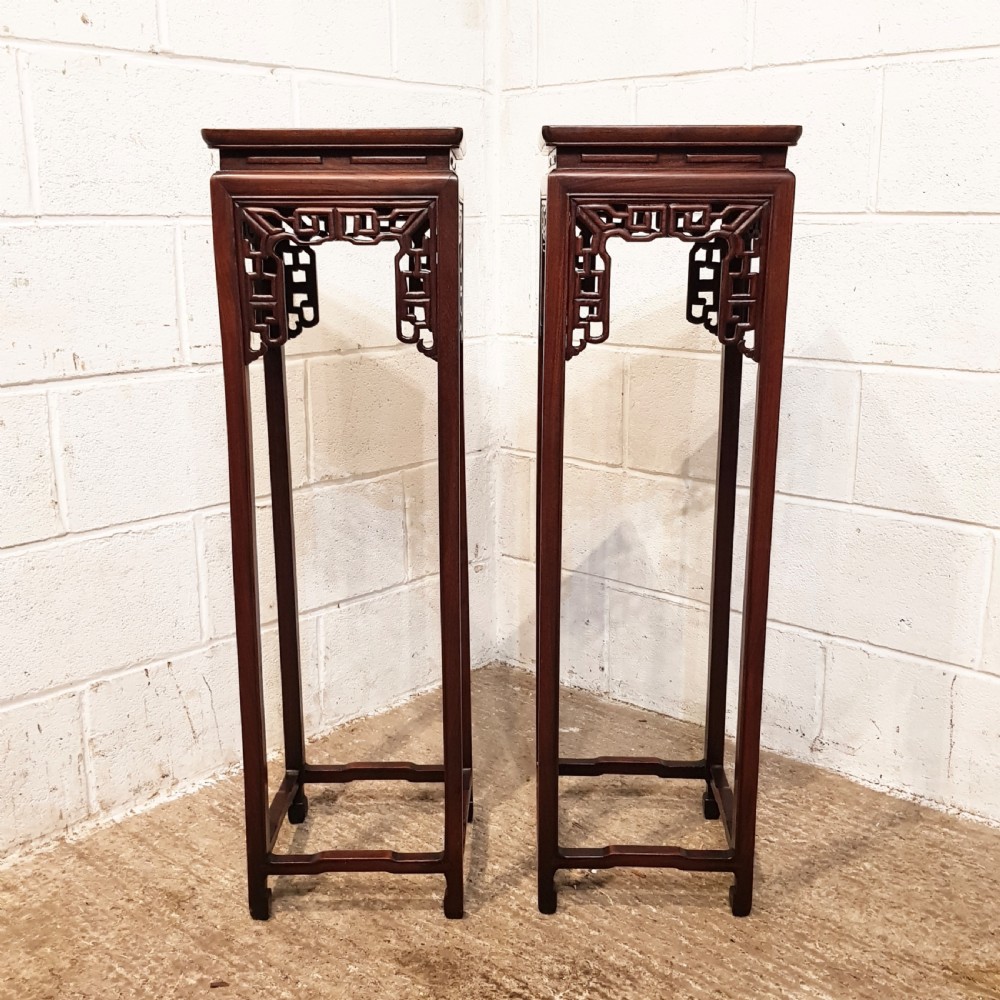 ANTIQUE PAIR EARLY 20th CENTURY CHINESE ROSEWOOD STANDS C1920 View IV