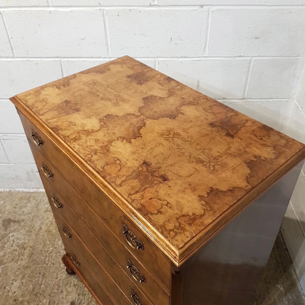 ANTIQUE BURR WALNUT CHEST OF DRAWERS C1920 View V