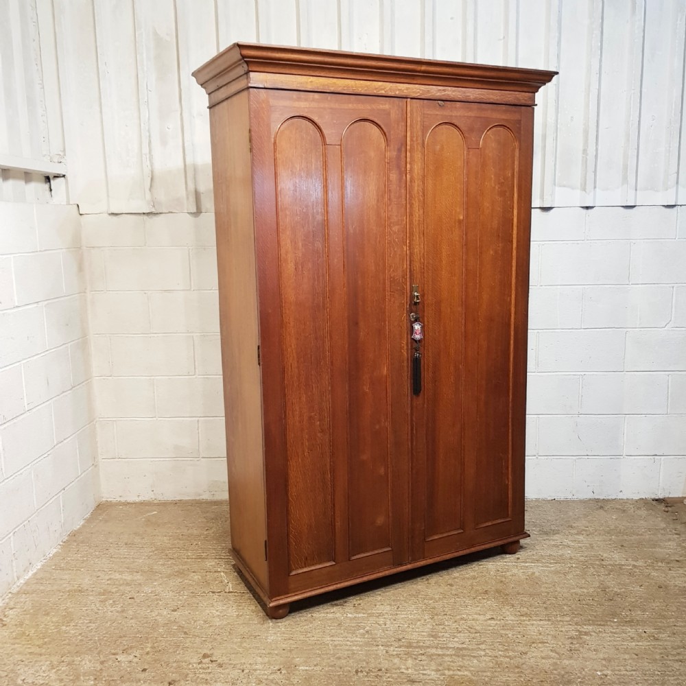 ANTIQUE VICTORIAN OAK DOUBLE WARDROBE C1880 View VII