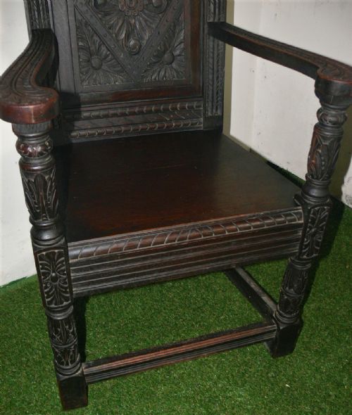 VICTORIAN CARVED OAK ARM CHAIR - ADDITIONAL PHOTO 1