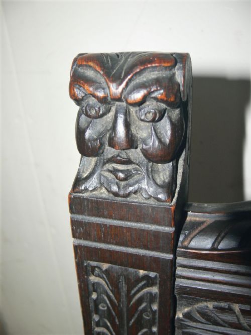 VICTORIAN CARVED OAK ARM CHAIR - ADDITIONAL PHOTO 3
